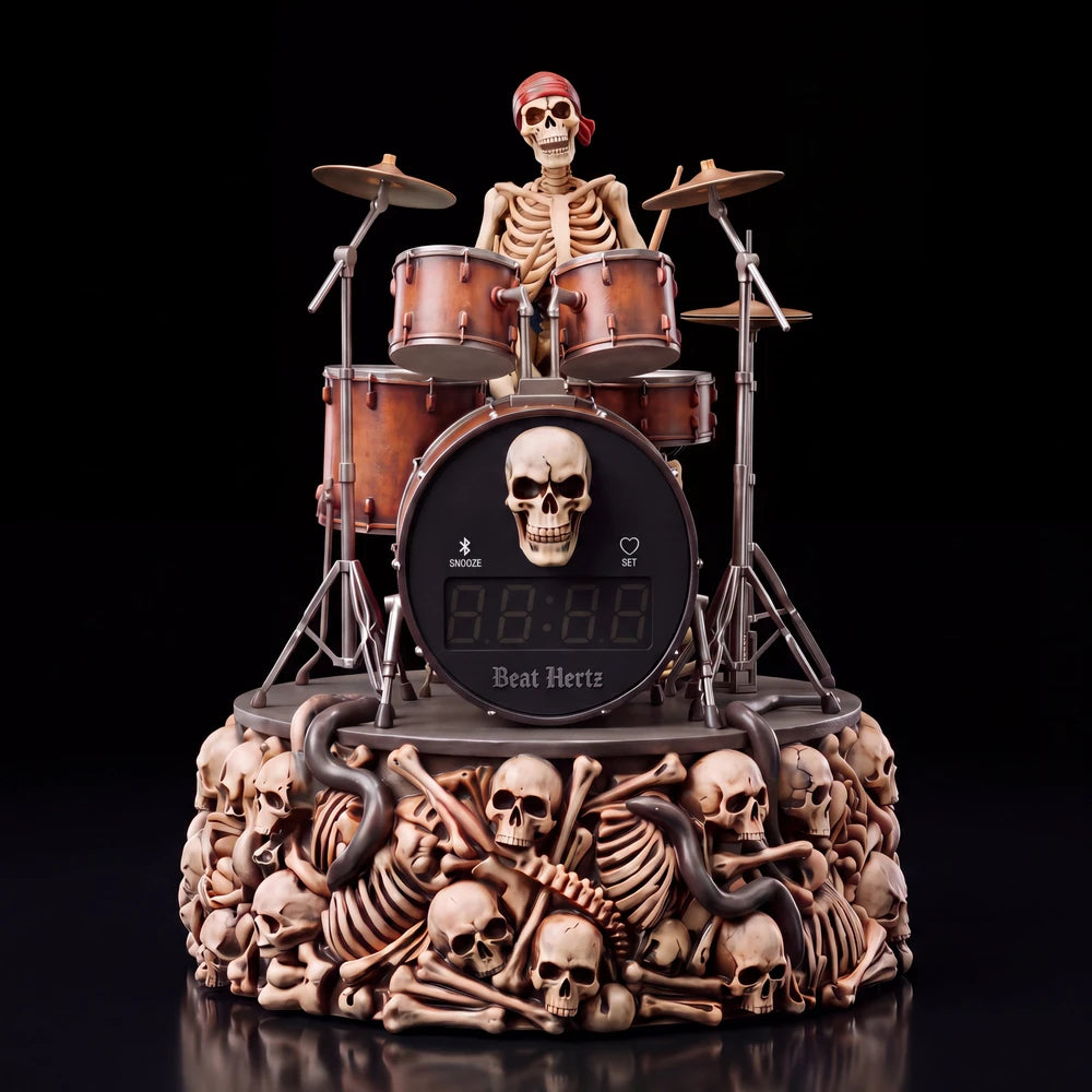 Metallic Skeleton Drummer Alarm Clock
