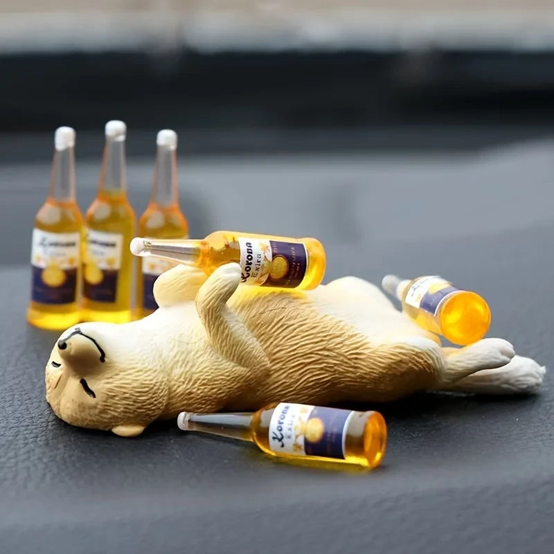 Cute Drunken Animal Resin Statue