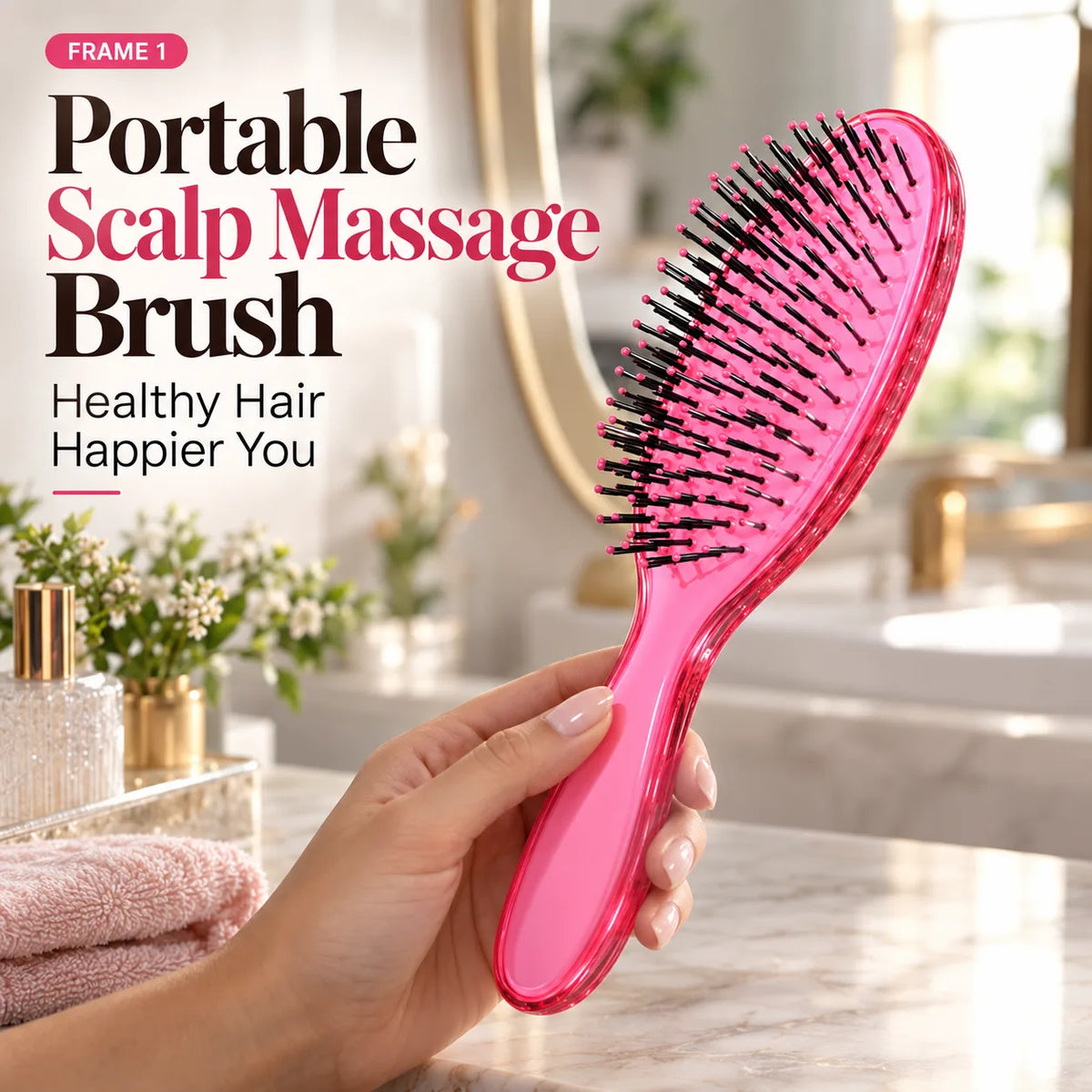 Portable scalp massage brush