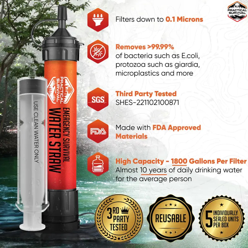 Personal Straw Water Filter |Perfect for outdoor survival
