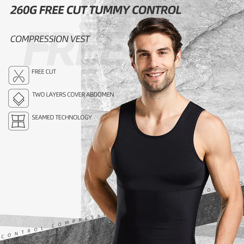 Men's Slimming Tummy Control Chest Undershirt Shapewear！