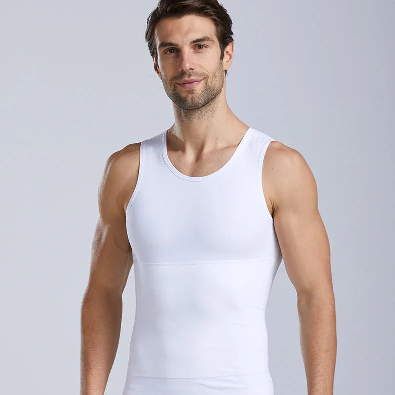 Men's Slimming Tummy Control Chest Undershirt Shapewear！