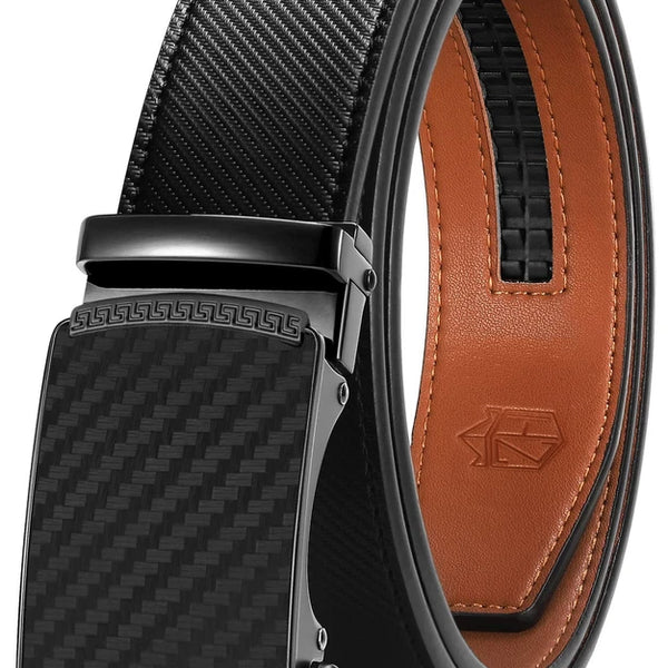 Leather Ratchet Belt With Adjustable Buckle