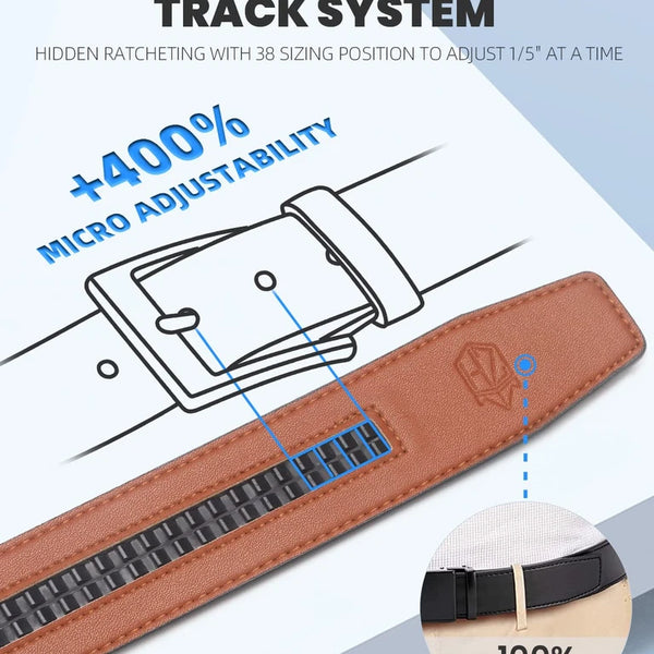 Leather Ratchet Belt With Adjustable Buckle