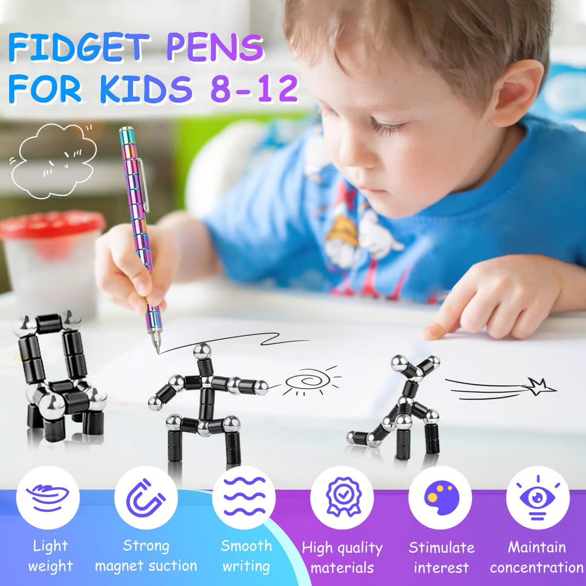 Magnetic Fidget Pen: Transform Into Various Shapes