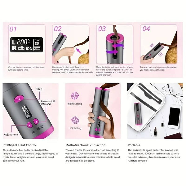 USB Rechargeable Cordless Hair Curler