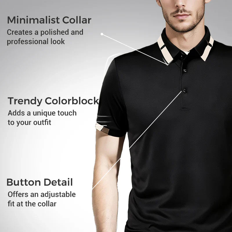Men's Stretch Ice Silk Short Sleeve Lapel T-shirt
