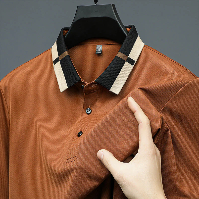Men's Stretch Ice Silk Short Sleeve Lapel T-shirt